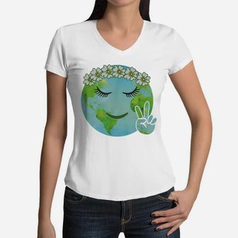 Official Flower Crown Mother Earth Women V-Neck T-Shirt - Seseable
