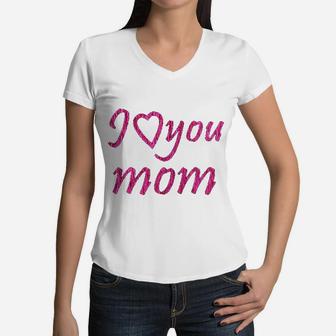 Petitebella I Love You Mom Women V-Neck T-Shirt - Seseable