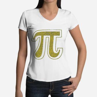 Pi Symbol Cool Math Geek 314 Funny Vintage Retro Graphic Mathlete Engineer Infinity Sign Women V-Neck T-Shirt - Seseable