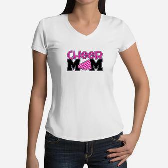 Pink Cheer Mom Cheerleading Mother Women V-Neck T-Shirt - Seseable