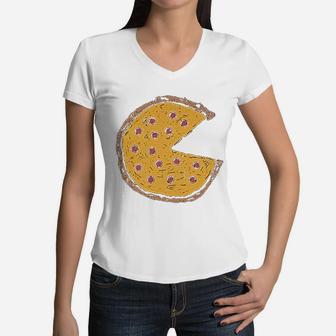Pizza Pie Slice Mother Son Daughter Women V-Neck T-Shirt - Seseable