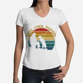 Reel Cool Papaw Cool Fishing Dad Gift Idea Women V-Neck T-Shirt - Seseable
