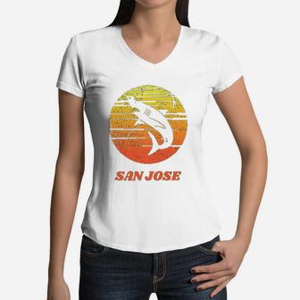 Retro Vintage San Jose Women V-Neck T-Shirt - Seseable