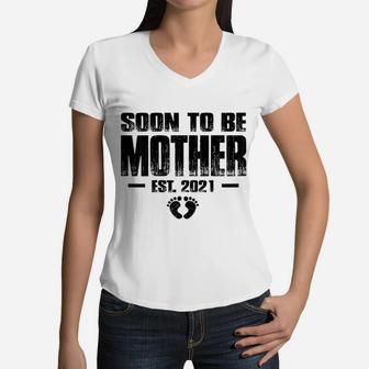 Soon To Be Mother 2021 Expecting Mommy Gifts Women V-Neck T-Shirt - Seseable