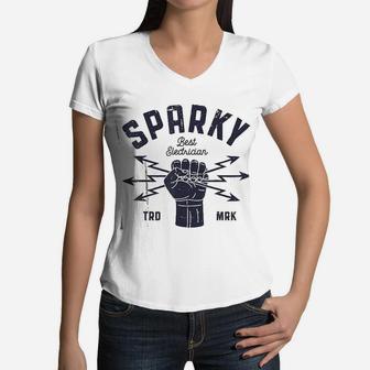 Sparky Electrician Funny Lineman Dad Retro Vintage Gifts Men Women V-Neck T-Shirt - Seseable