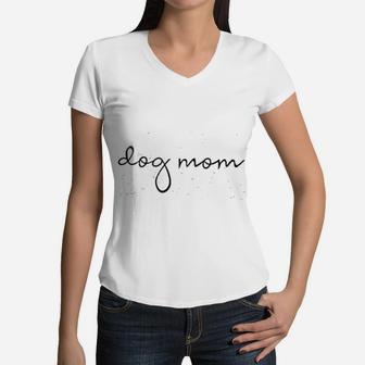 Stella And Bear Dog Mom Women V-Neck T-Shirt - Seseable
