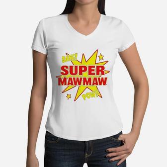 Super Mawmaw Mother Gift Women V-Neck T-Shirt - Seseable
