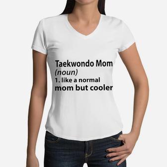 Taekwondo Mom Ladies Women V-Neck T-Shirt - Seseable