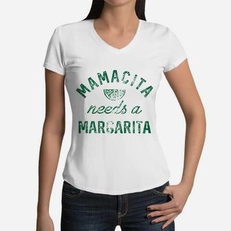 Tank Mamacita Needs A Margarita Funny Cinco De Mayo Tequila Women V-Neck T-Shirt - Seseable