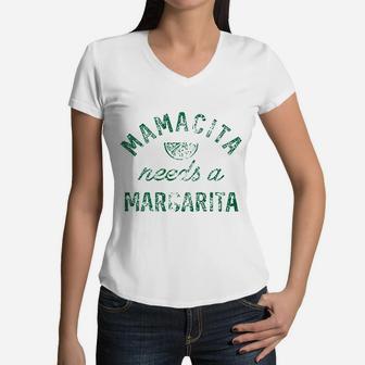 Tank Mamacita Needs A Margarita Tanktop Funny Cinco De Mayo Tequila Women V-Neck T-Shirt - Seseable
