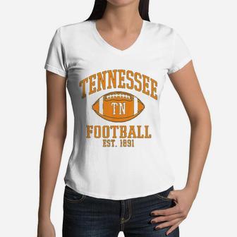 Tennessee Football Vintage Retro Gift Women V-Neck T-Shirt - Seseable