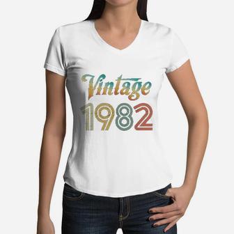 Vintage 1982 Best Year 1982 Original Genuine Classic Women V-Neck T-Shirt - Seseable