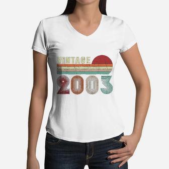 Vintage 2003 Funny 19 Years Old Boys And Girls 19th Birthday Women V-Neck T-Shirt - Seseable