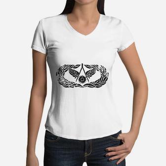 Vintage Air Force Civil Engineer Women V-Neck T-Shirt - Seseable