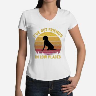 Vintage Beagle I Have Got Friends In Low Places Dog Lovers Women V-Neck T-Shirt - Seseable