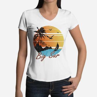 Vintage Big Sur Beach Summer Gift 2020 Women V-Neck T-Shirt - Seseable