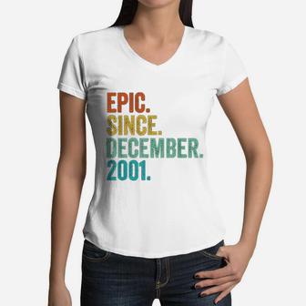 Vintage Gift Epic Since December 2001 Women V-Neck T-Shirt - Seseable