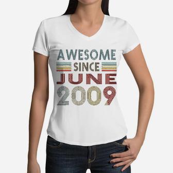 Vintage June 2009 Birthday Gift Women V-Neck T-Shirt - Seseable