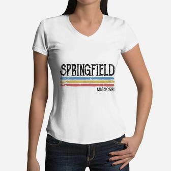 Vintage Springfield Missouri Mo Women V-Neck T-Shirt - Seseable