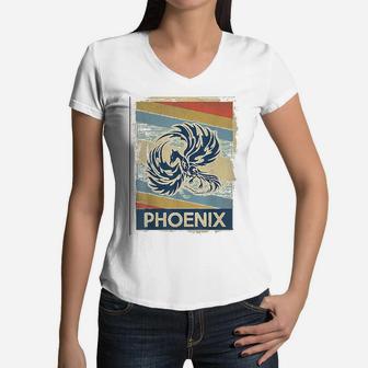 Vintage Style Phoenix Women V-Neck T-Shirt - Seseable