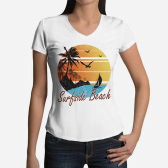Vintage Surfside Beach Summer Gift 2020 Women V-Neck T-Shirt - Seseable