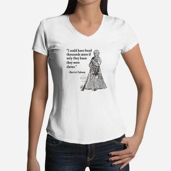 Vintage Underground Railroad African American History Women V-Neck T-Shirt - Seseable
