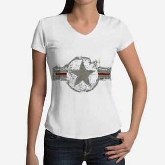Vintage Us Air Force Women V-Neck T-Shirt - Seseable
