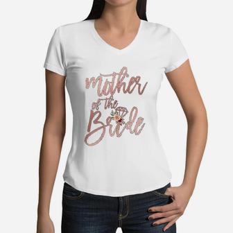 Wedding Shower Gift For Mom From Bride Mother Of The Bride Women V-Neck T-Shirt - Seseable