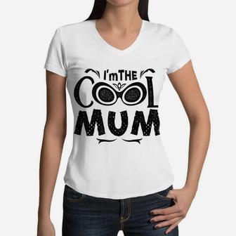 Womens Im The Cool Mum Grandma Gift Women V-Neck T-Shirt - Seseable