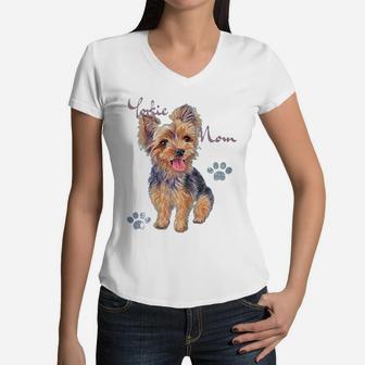 Yorkshire Yorkie Mom Women V-Neck T-Shirt | Seseable UK