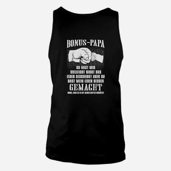 Bonus-Papa Schwarzes Unisex TankTop, Lustiger Spruch mit Elefantendesign - Seseable