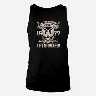 Geburtstags-Unisex TankTop Schwarz, Legenden 1977 mit Adler - Seseable