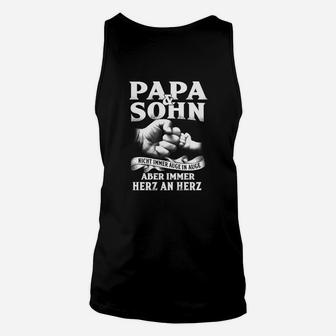 Papa & Sohn Herz an Herz Schwarzes Unisex TankTop, Motiv mit Handabdruck - Seseable