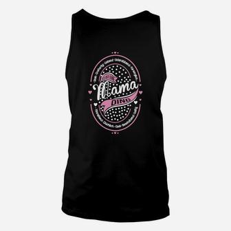 Retro Diner Stil Unisex TankTop Mama's Diner, Schwarz mit Rosa Highlights - Seseable