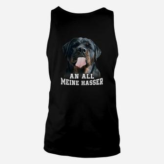 Schwarzes Bulldoggen Unisex TankTop An alle meine Hasser, Humorvolles Outfit - Seseable