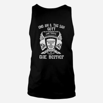 Schwarzes Herren Unisex TankTop Gott schuf Bärtige mit Totenkopf-Motiv - Seseable