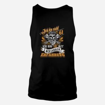 Schwarzes Unisex TankTop Ich bin 18 mit 43 Erfahrung, Totenkopf-Motiv - Seseable