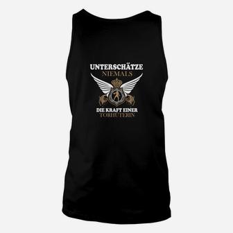 Schwarzes Unisex TankTop Kraft einer Torhüterin, Motiv für Fußballerinnen - Seseable