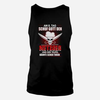 Schwarzes Unisex TankTop mit Schädel 8. Tag Netzguer – Coole Spruchmode - Seseable