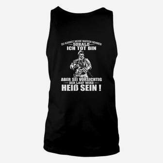 Schwarzes Unisex TankTop mit Waffen-Statement Grafik, Motiv Tee - Seseable