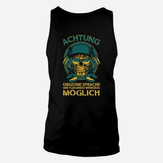 Totenkopf mit Kopfhörer Unisex TankTop, Lustiges Fluch-Warnung Design - Seseable