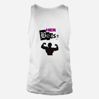 Her Beast Paar-Themen Unisex TankTop, Bodybuilder-Silhouette Design - Seseable