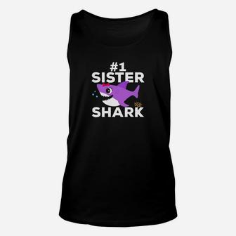 1 Sister Shark Birthday Christmas Halloween Unisex Tank Top - Seseable