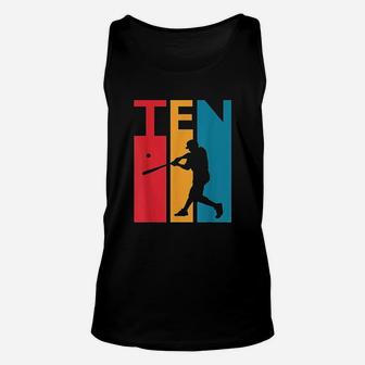 10th Birthday Gift Ten Vintage Baseball Birthday 10 Year Old Unisex Tank Top - Seseable