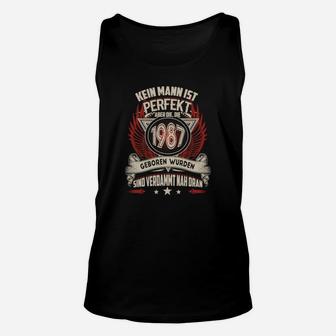 1987 Geborene Herren Unisex TankTop, Schwarz mit Spruch - Fast Perfekt - Seseable