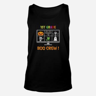 1st Grade Boo Crew Virtual Learning Teacher Halloween Unisex Tank Top - Seseable