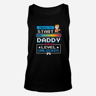 1st Time Dad Gamer Shirt First Time Daddy Level Unlocked Unisex Tank Top - Seseable