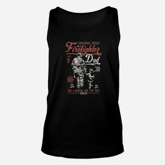Mens Firefighter Dad Vintage For Daddy Father Men Unisex Tank Top