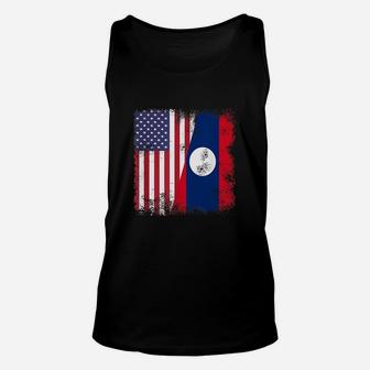 Half Lao Laotian Flag Unisex Tank Top