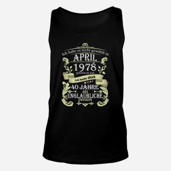 40 Jahre Unglaublich Unisex TankTop, Vintage 1978 Design - Seseable